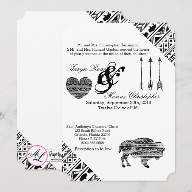 Invitation Motif de la tribu Boho Buffalo 5x7 (Devant / Derrière)