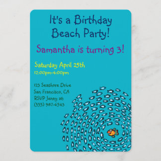 Invitation Motif de l'école de poisson bleu avec petit poisso