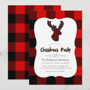 Invitation Motif de livre de scrap décoration cerf à carreaux
