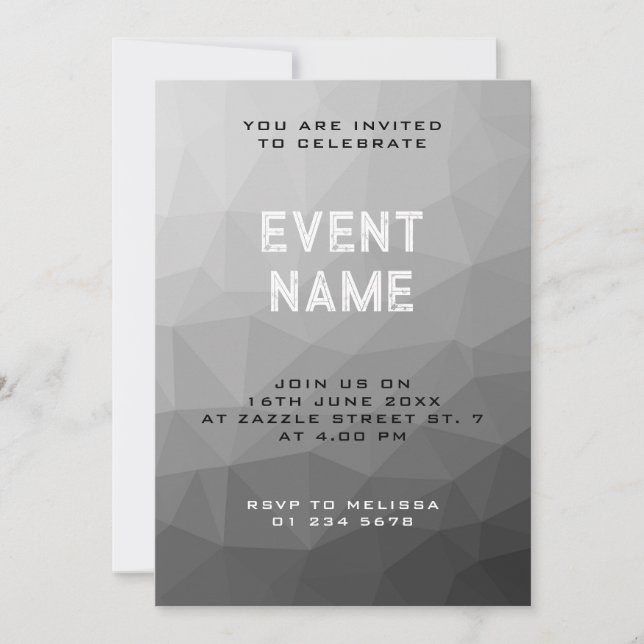 Invitation Motif de maillage géométrique gris (Devant)
