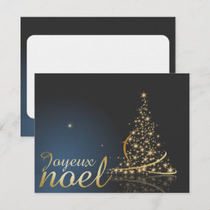 Invitation Motif de Noël bleu avec arbre de Noël doré