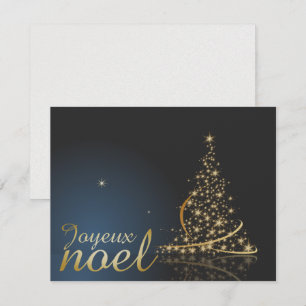 Invitation Motif de Noël bleu avec arbre de Noël doré