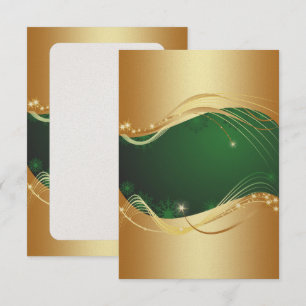Invitation Motif de Noël doré avec fond vert...