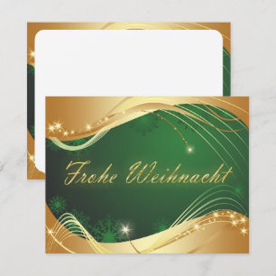 Invitation Motif de Noël doré sur fond vert