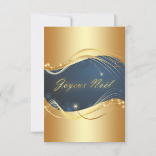 Invitation Motif de Noël or avec fond bleu
