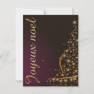 Invitation Motif de Noël pourpre avec arbre de Noël doré