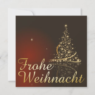 Invitation Motif de Noël rouge avec arbre de Noël doré