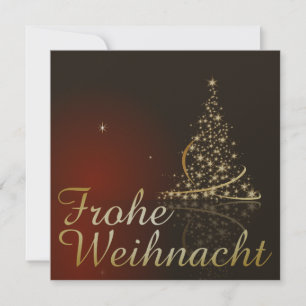 Invitation Motif de Noël rouge avec arbre de Noël doré