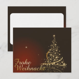Invitation Motif de Noël rouge avec arbre de Noël doré