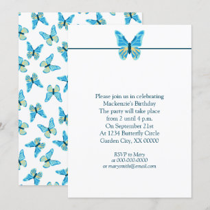 Invitation Motif de papillons Couleurs personnalisées Graphis