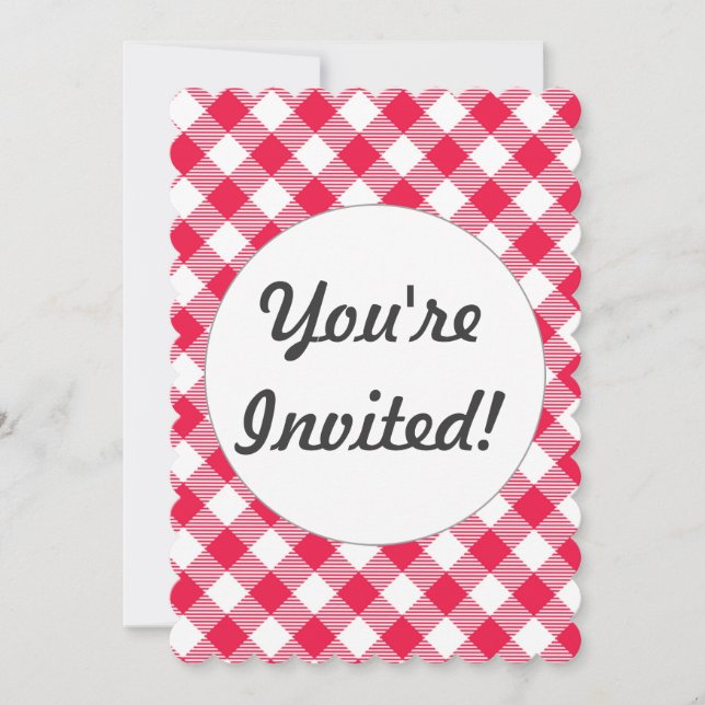 Invitation Motif de pays En vichy rouge classique (Devant)
