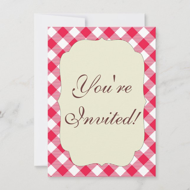 Invitation Motif de pays En vichy rouge classique (Devant)