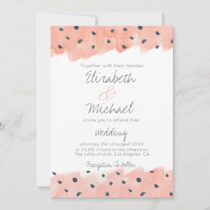Invitation Motif de points roses Abstraits Aquarelle
