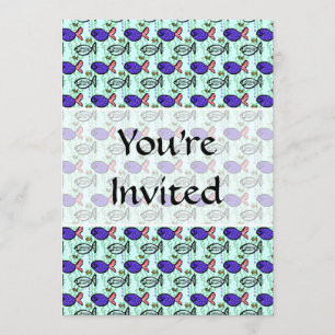 Invitation Motif de poisson. Poisson Fantôme De Poisson Bleu.