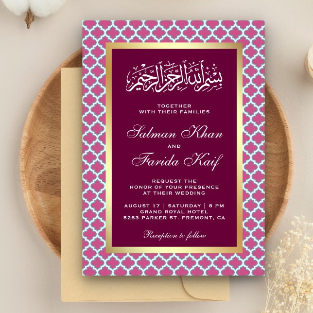 Invitation Motif de Quatrefoil  islamique Mariage (Créateur téléchargé)