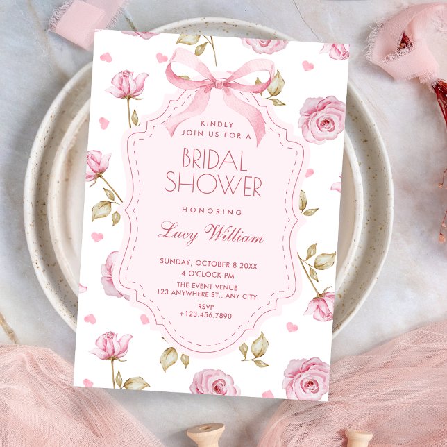 Invitation Motif de roses roses arc en ciel Baby Shower (Créateur téléchargé)