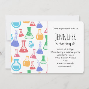 Invitation Motif de science amusant avec verrerie et flacons