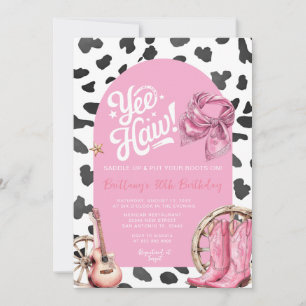 Invitation Motif de vache rose Western Rustic Cowgirl Anniver