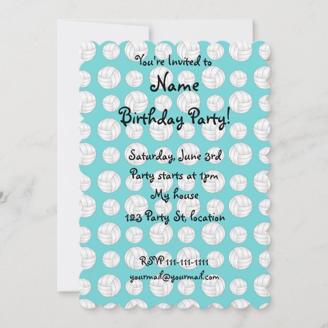 Invitation motif de volley-ball turquoise (Devant)
