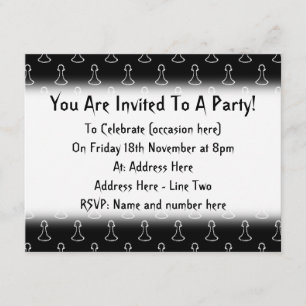 Invitation Motif d'échecs en noir et blanc.