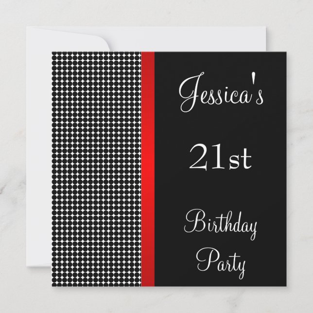 Invitation Motif des Dots Noirs et Blancs rouges (Devant)