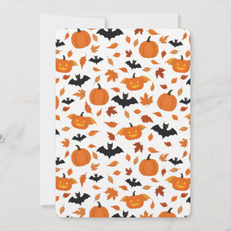 Invitation Motif d'Halloween | citrouille, chauve-souris, feu