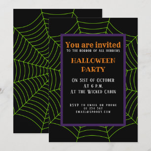Invitation Motif d'Halloween en noir vert araignée