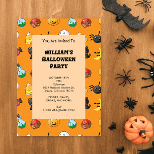 Invitation Motif d'Halloween mignon avec arrière - plan orang