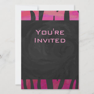 Invitation Motif d'impression monogramme rose et noir