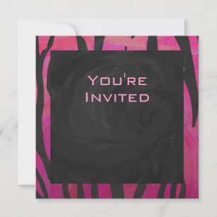 Invitation Motif d'impression monogramme rose et noir