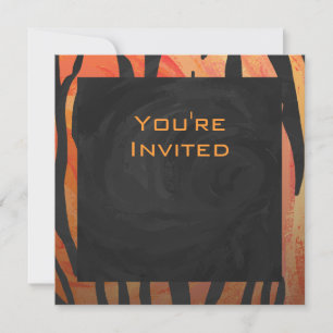 Invitation Motif d'impression monogramme Tiger chaud orange e