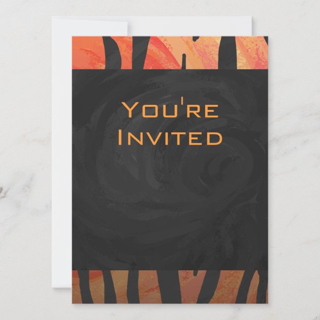 Invitation Motif d'impression monogramme Tiger chaud orange e (Devant)