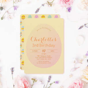Invitation Motif d'oeuf simple Anniversaire de enfant jaune d