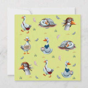 Invitation Motif drôle d'oies – Impression fantaisiste d'oie