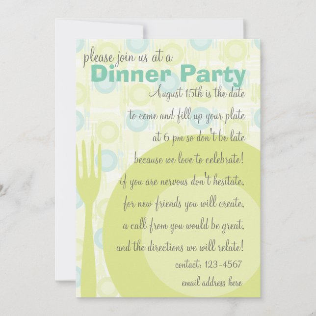 Invitation Motif du dîner (Devant)