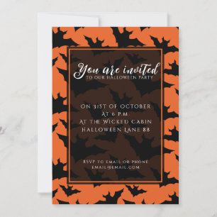Invitation Motif effrayant de chauves-souris noires Halloween