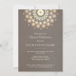 Invitation Motif élégant de cercle doré Aspect formel lin tau