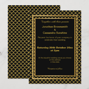 Invitation Motif ÉLÉGANT EN OR LAYÉ NOIR MERMAID ÉCHELLE