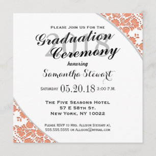 Invitation Motif élégant et simple de damassé d'orange de
