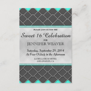 Invitation Motif élégant moderne sarcelle néon noir et blanc