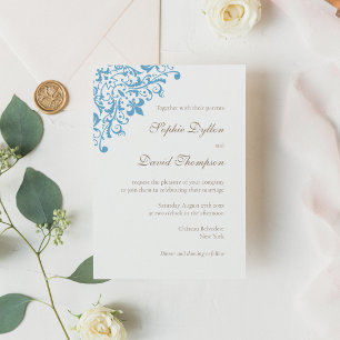 Invitation Motif élégant Régence français bleu Fleur de Lis