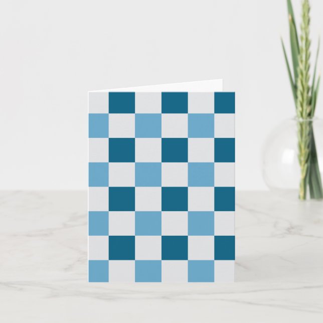 Invitation Motif en damier blanc et bleu (Devant)