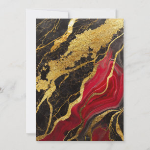 Invitation Motif en marbre noir rouge avec or