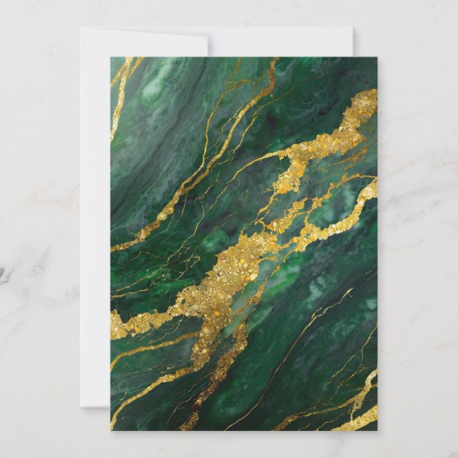 Invitation Motif en marbre vert avec or (Devant)
