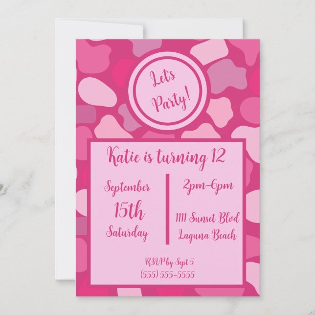 Invitation Motif en pierre rose (Devant)