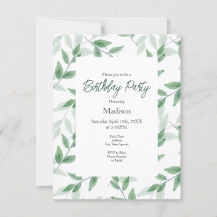 Invitation Motif Feuille écochromé