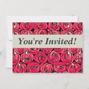 Invitation Motif floral Art Nouveau de rose Rennie Mackintosh