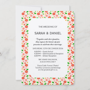 Invitation Motif floral minimaliste moderne fond crème