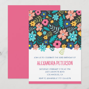 Invitation Motif floral moderne 83e anniversaire