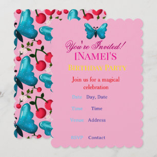 Invitation Motif floral personnalisé et sur mesure de papillo
